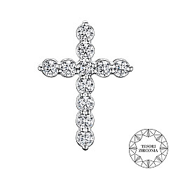 Декоративний хрестик зі срібла з фіанітами Tesori Zirconia 35379-1/12/1/4189
