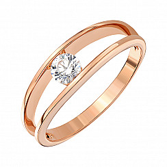 Каблучка з червоного золота з фіанітом s zirconia КД4214 Sw