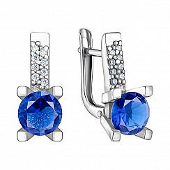 Серьги из серебра с фианитами с40076/с