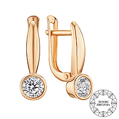 Серьги из красного золота с фианитом Tesori Zirconia 22010/01/0/4028