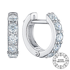 Сережки-кільця зі срібла з фіанітами Tesori Zirconia 41435/12/1/4035