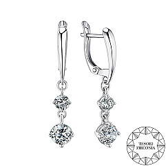 Сережки-підвіски зі срібла з фіанітами Tesori Zirconia 40881/12/1/4213