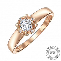 Кільце з червоного золота з фіанітами Tesori Zirconia 12653/01/0/4196