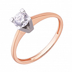 Кольцо из красного золота с фианитом s zirconia КД4116 Sw