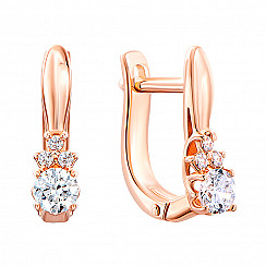 Сережки з червоного золота з фіанітами S Zirconia 21904/01/0/1501