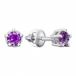 Сережки зі срібла з аметистом 2093/9р-AMT