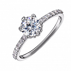 Каблучка з білого золота з з фіанітами S Zirconia 12310/б SW