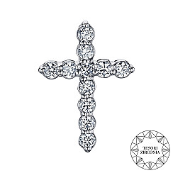 Декоративний хрестик зі срібла з фіанітами Tesori Zirconia 35379-2/12/1/4175