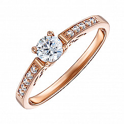 Каблучка з червоного золота з фіанітами S Zirconia 12239/SW