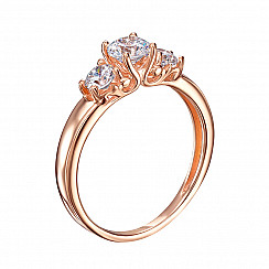 Каблучка з червоного золота з фіанітами S Zirconia  13230/01/0/1348