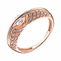 Кольцо из красного золота с фианитами S Zirconia 13648/01/0/2913