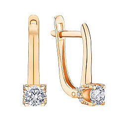 Серьги из красного золота с фианитами S213171-E/01/1