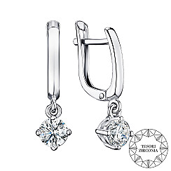 Сережки-підвіски зі срібла з фіанітом Tesori Zirconia 40456/12/1/4024
