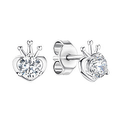 Сережки-пусети з срібла з фіанітом SE01426-E/12/1