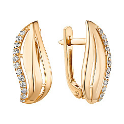 Серьги из красного золота с фианитами S210871-E/01/1
