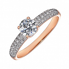 Каблучка з червоного золота з фіанітом s zirconia 13367/01/1/2030