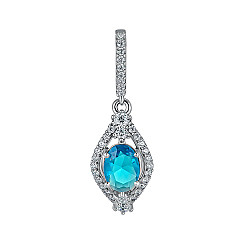 Підвіс зі срібла з блакитним кварцом і фіанітами 3734р-QSWB