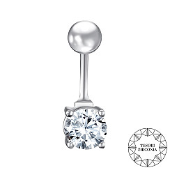 Пірсинг з білого золота з фіанітом Tesori Zirconia 21495/02/1/4026