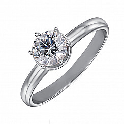 Каблучка на заручини з білого золота з фіанітом S Zirconia 12320/б SW