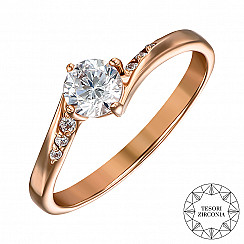 Помолвочное кольцо из красного золота с фианитами Tesori Zirconia 13353/01/0/4205