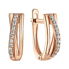 Серьги из красного золота с фианитами S212421-E/01/1