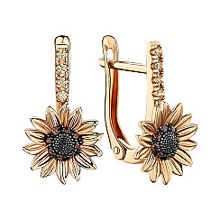 Сережки з комбінованого золота з фіанітами 23978/01/1/21378