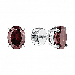 Сережки-пусети зі срібла з гранатом KRS_675-GR-E/12/5069