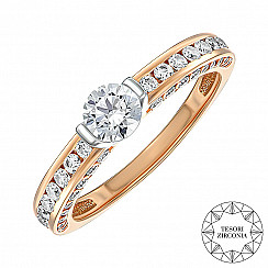 Каблучка з комбінованого золота з фіанітами Tesori Zirconia 13393/01/1/4244