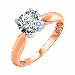 Каблучка з червоного золота з фіанітом s zirconia КД4117 Sw