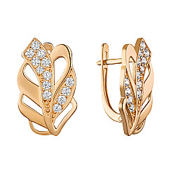 Серьги из красного золота с фианитами S210761-E/01/1