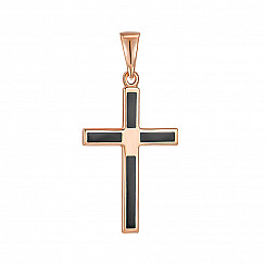 Декоративний хрестик із червоного золота з чорною емаллю 31303