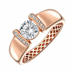 Каблучка з червоного золота з фіанітами S Zirconia 13452/01/0/2132