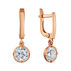 Серьги из красного золота с фианитом S213781-E/01/1