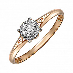 Кольцо из красного золота с бриллиантами 53633/01/1/10456