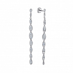 Серьги-подвески из серебра с фианитами ME15884C-E/12/1