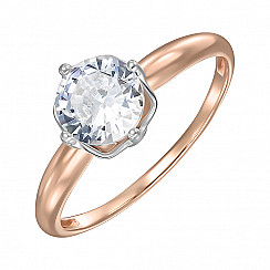 Каблучка з червоного золота з фіанітом 18147/01/1/247