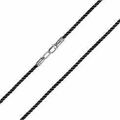Шовковий чорний ювелірний шнурок зі срібною застібкою SGrit3mm Black ROD