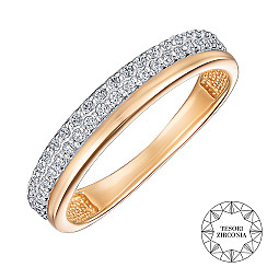 Каблучка з комбінованого золота з фіанітами Tesori Zirconia 13151/01/1/4232