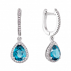 Серьги из серебра с топазом и фианитами NA393-E/12/7252