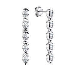 Серьги-подвески из серебра с фианитами JB04056-E/12/1