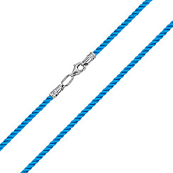 Шнурок ювелірний з срібла з текстилем SGrit2mm Blue ROD