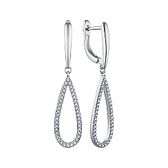 Серьги-подвески из серебра с фианитами B02441-E/12/1