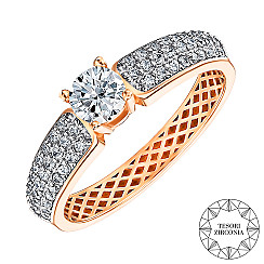 Помолвочное кольцо из комбинированного золота с фианитами Tesori Zirconia 13460/01/1/4251
