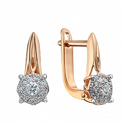 Серьги из красного золота с бриллиантами 520108/01/1/10458