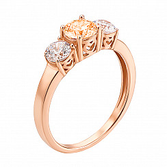 Каблучка з червоного золота з фіанітом s zirconia 12245/01/0/1392