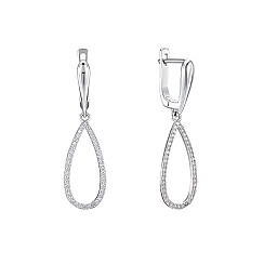 Серьги-подвески из серебра с фианитами B02072-E/12/1