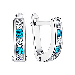 Серьги из серебра с белыми и голубыми фианитами 82884б/s