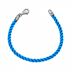Браслет зі срібла з шовком блакитного кольору SGrit3mm Blue BR ROD
