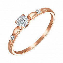 Каблучка з червоного золота з фіанітами s zirconia 13375/01/0/2134