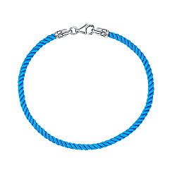 Браслет з срібла з текстилем SGrit2mm Blue BR